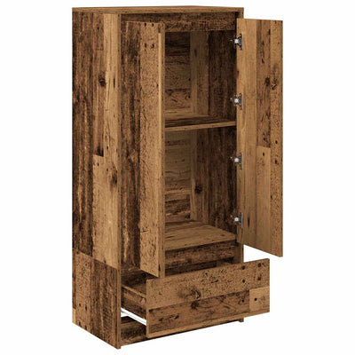 Kaappi laatikolla vanha puu 55,5x34x119,5 cm tekninen puu