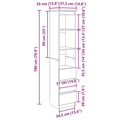 Kaappi vanha puu 37,5x35x180 cm tekninen puu