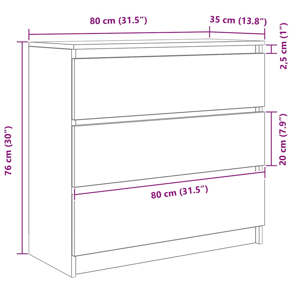 Sonoma tammi senkki Stanut 80x35x76cm (puinen)