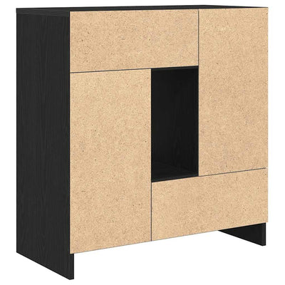 Senkki laatikoilla ja ovilla musta tammi 70,5x34x74,5 cm