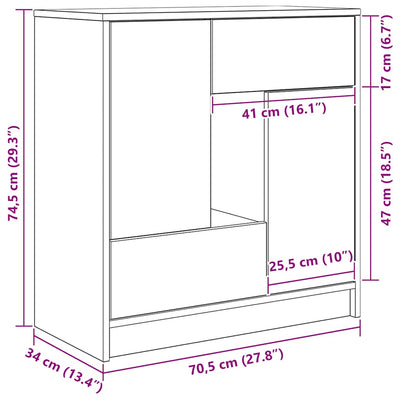 Harmaa senkki laatikoilla ja ovilla Culina 70,5x34x74,5cm
