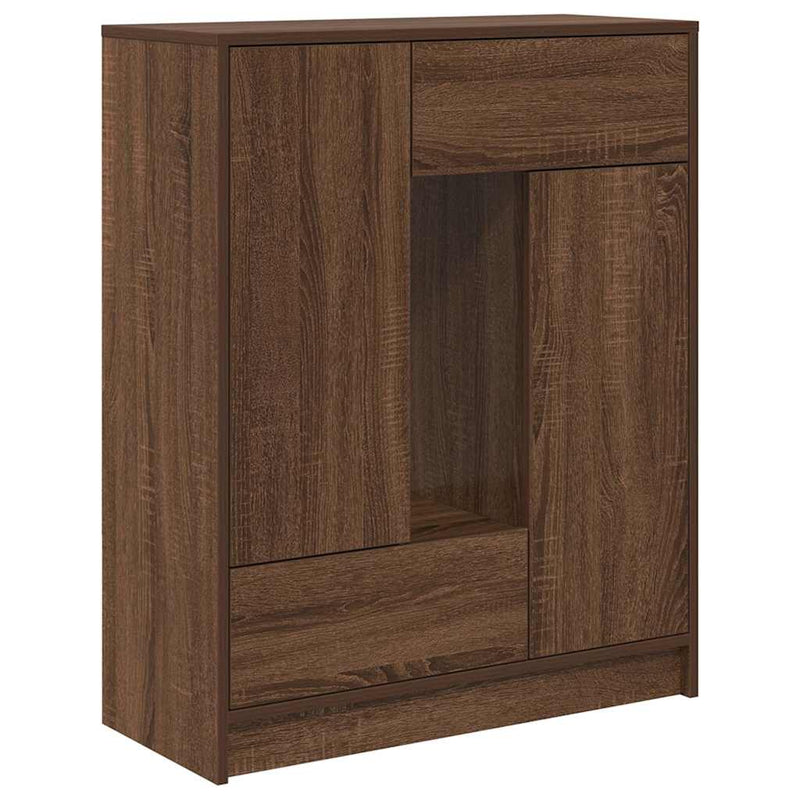 Ruskea tammi senkki laatikoilla ja ovilla Buzerea 73x31x90cm