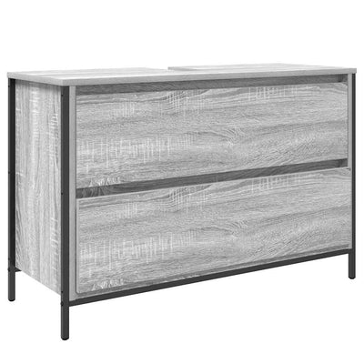 Harmaa sonoma kylpyhuoneen allaskaappi laatikoilla Nelson 90x34,5x60cm