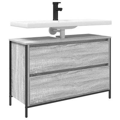 Harmaa sonoma kylpyhuoneen allaskaappi laatikoilla Nelson 90x34,5x60cm