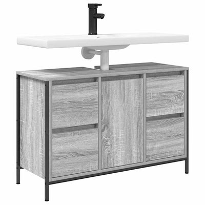 Harmaa pesuallaskaappi laatikoilla Ismedula 90x34,5x60cm