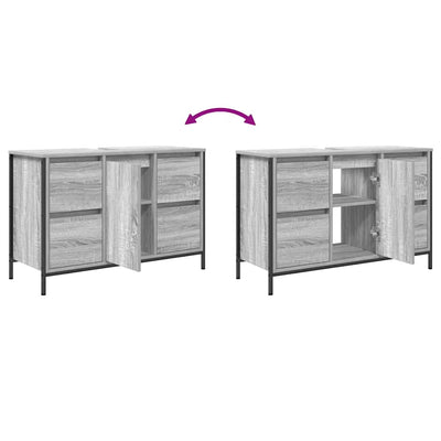 Harmaa pesuallaskaappi laatikoilla Ismedula 90x34,5x60cm