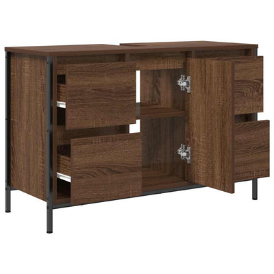 Allaskaappi Laatikoilla ruskea tammi 90x34,5x60 cm