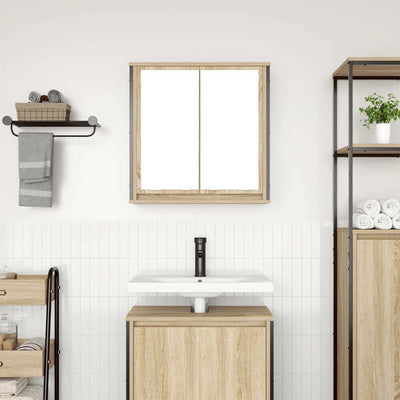 kylpyhuoneen seinäkaappi peilillä sonoma tammi 60x21x60 cm