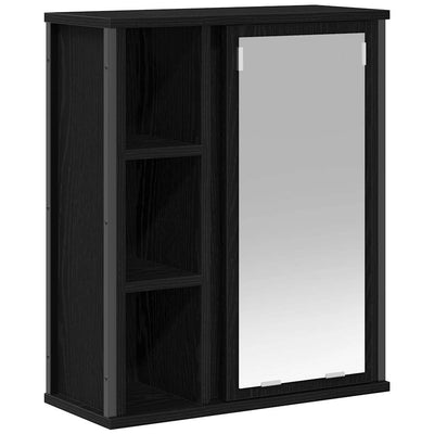 kylpyhuoneen seinäkaappi peilillä musta tammi 50x21x60 cm