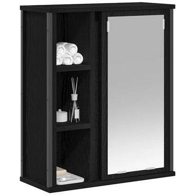 kylpyhuoneen seinäkaappi peilillä musta tammi 50x21x60 cm