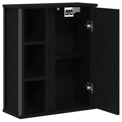 kylpyhuoneen seinäkaappi peilillä musta tammi 50x21x60 cm