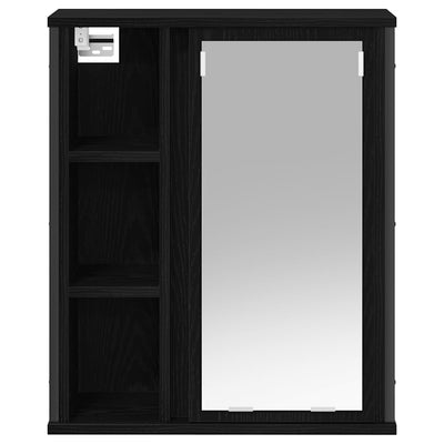 kylpyhuoneen seinäkaappi peilillä musta tammi 50x21x60 cm