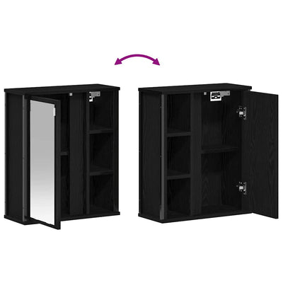 Musta tammi kylpyhuoneen seinäkaappi peilillä Chiumer 50x21x60cm