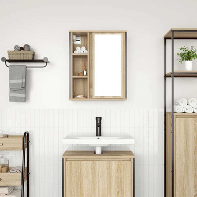 kylpyhuoneen seinäkaappi peilillä sonoma tammi 50x21x60 cm