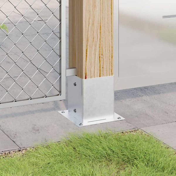 Pylväiden jalustat neliö 4 kpl hopea 101x101mm galvanoitu teräs