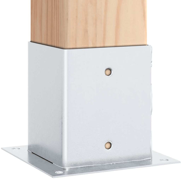 Pylväiden jalustat neliö 12kpl hopea 101x101mm galvanoitu teräs