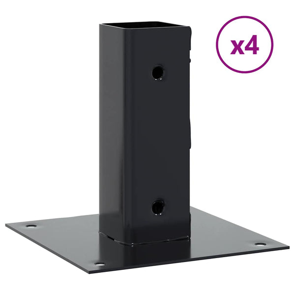 Pylväiden pohjat neliö 4 kpl 51x51 mm jauhemaalattu teräs