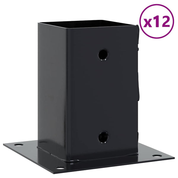 Pylväiden pohjat neliö 12 kpl 91x91 mm jauhemaalattu teräs
