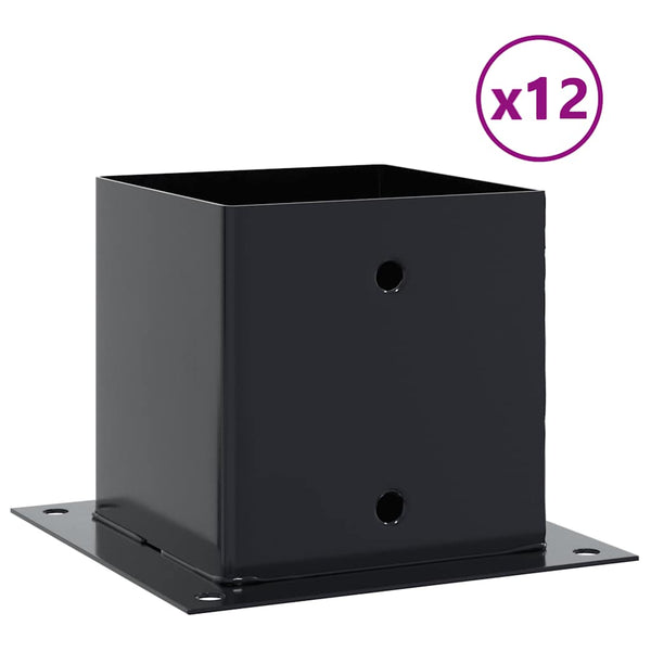 Pylväiden pohjat neliö 12 kpl 141x141 mm jauhemaalattu teräs