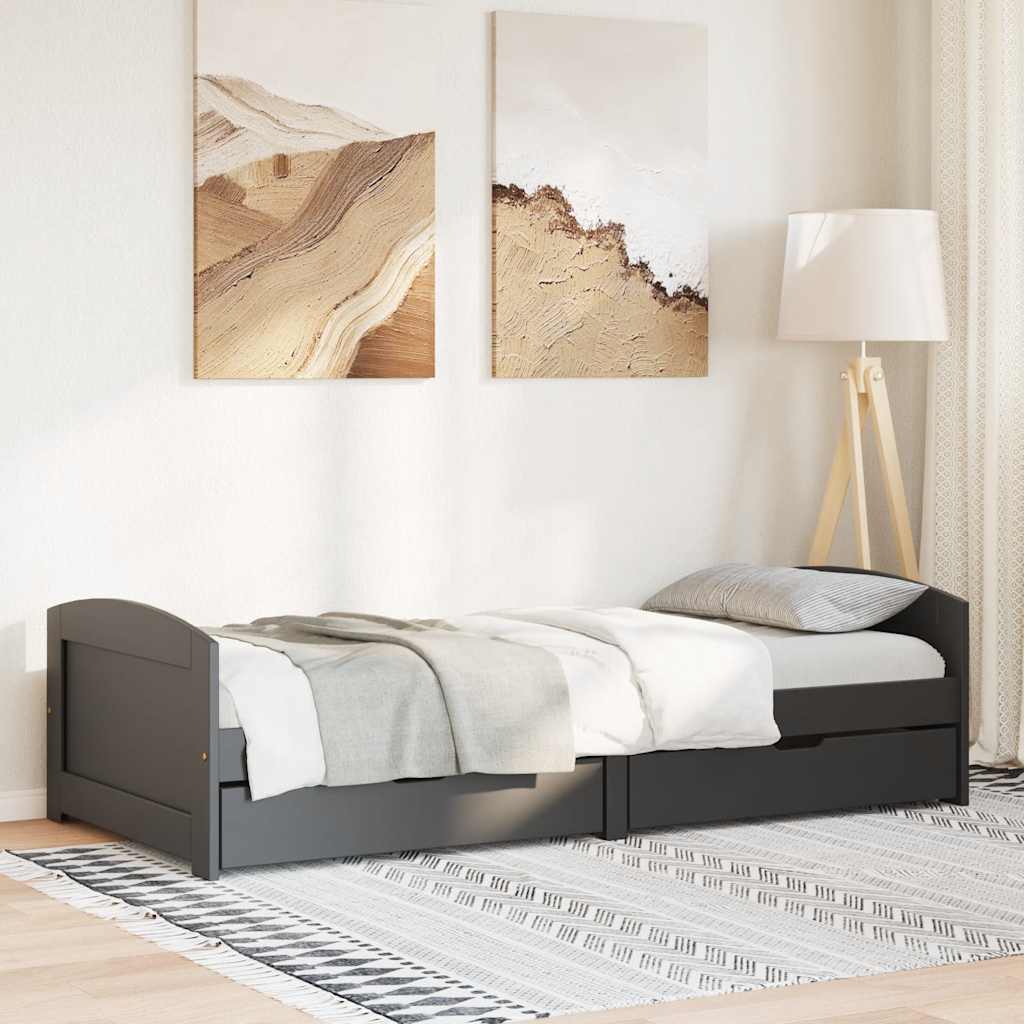 Musta sohvasänky kahdella laatikolla ilman patjaa irun Neonela 90x200cm
