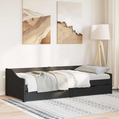 vidaXL-sohvasänky kahdella laatikolla ilman patjaa IRUN musta 90x200cm