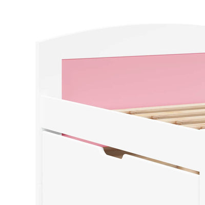 Valkoinen pinkki sohvasänky 5 laatikolla ilman patjaa irun Demes