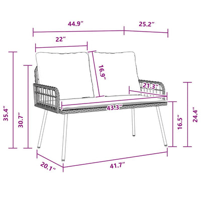 Ruskea puutarhapenkki tyynyllä Achidim 114x64x78cm (metalli)