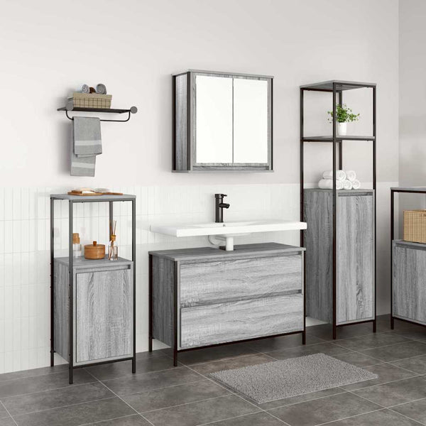 Kylpyhuonekalustesetti 3 kpl Harmaa Sonoma 90 x 34,5 x 60 cm