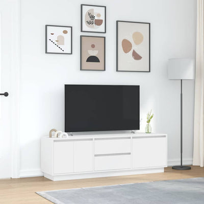 Valkoinen tv-taso led-valoilla Kiersten 160,5x41x50cm