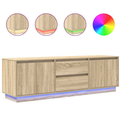 TV-taso LED-valoilla Sonoma-tammi 160,5x41x50 cm