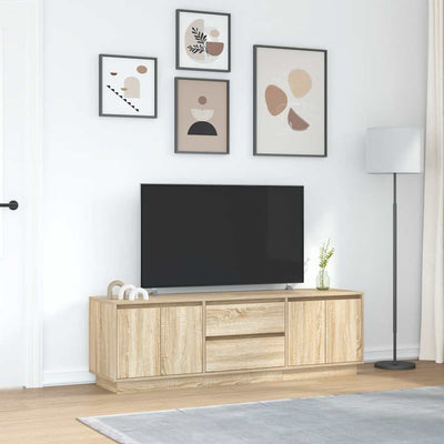 TV-taso LED-valoilla Sonoma-tammi 160,5x41x50 cm