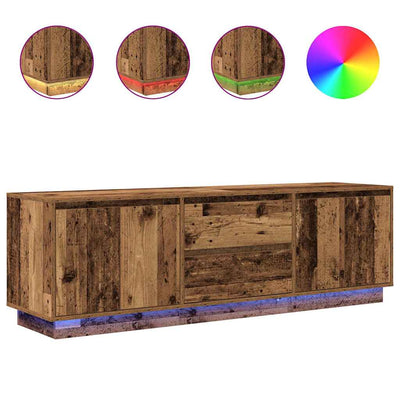 TV-taso LED-valoilla vanha puu 160,5x41x50 cm