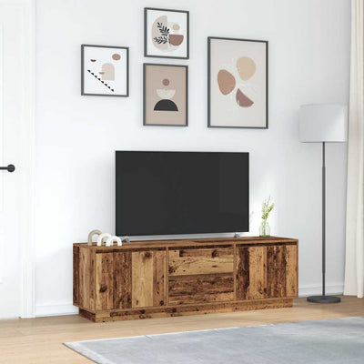 TV-taso LED-valoilla vanha puu 160,5x41x50 cm