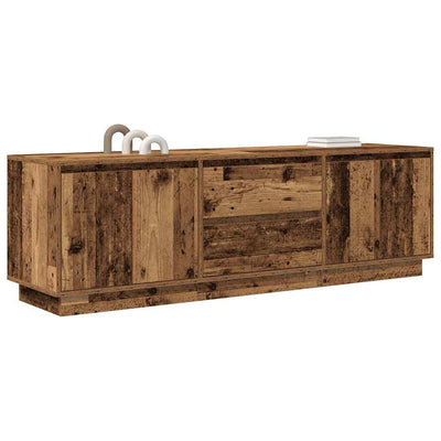 TV-taso LED-valoilla vanha puu 160,5x41x50 cm