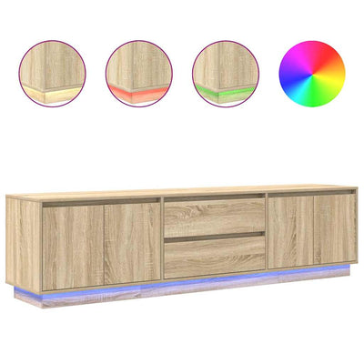 TV-taso LED-valoilla Sonoma-tammi 193,5x41x50 cm