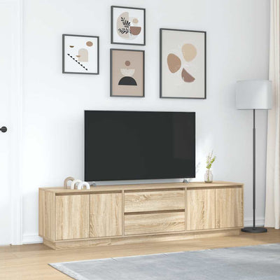 TV-taso LED-valoilla Sonoma-tammi 193,5x41x50 cm