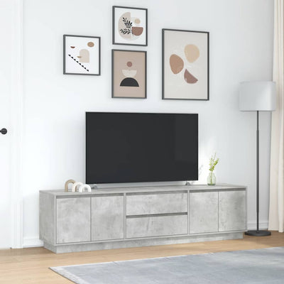 TV-taso LED-valoilla betoninharmaa 193,5x41x50 cm
