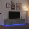 Betoninharmaa tv-taso led-valoilla Kiersten 193,5x41x50cm