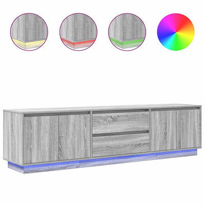 TV-taso LED-valoilla harmaa Sonoma 193,5x41x50 cm