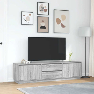 TV-taso LED-valoilla harmaa Sonoma 193,5x41x50 cm