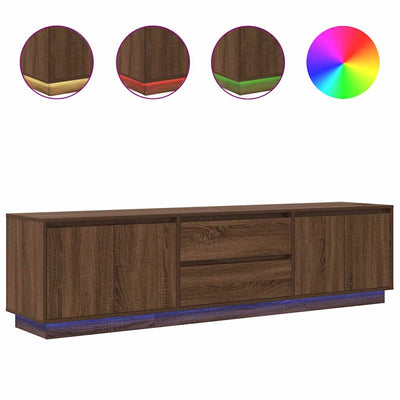 TV-taso LED-valoilla ruskea tammi 193,5x41x50 cm