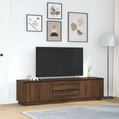 TV-taso LED-valoilla ruskea tammi 193,5x41x50 cm