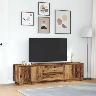 TV-kaappi LED-valoilla Vanha puu 193,5x41x50 cm