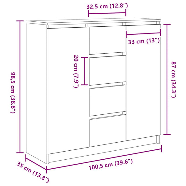Vanha puu senkki laatikoilla Galicescu 100,5x35x98,5cm (puinen)
