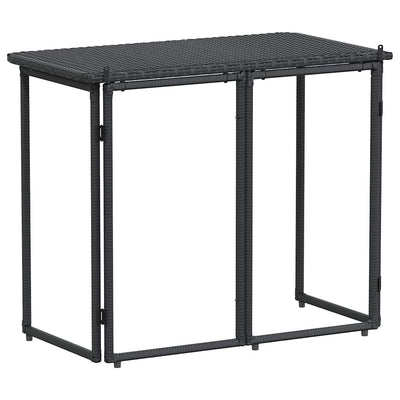 Taitettava puutarhapöytä Musta 90x51x75 cm polyrottinki
