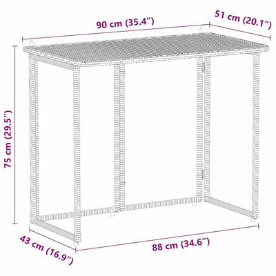Taitettava puutarhapöytä Musta 90x51x75 cm polyrottinki