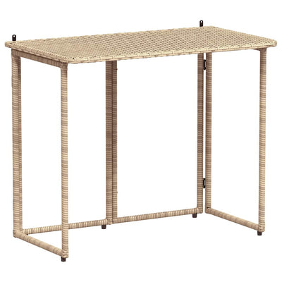 Taitettava puutarhapöytä Beige 90x51x75 cm polyrottinki