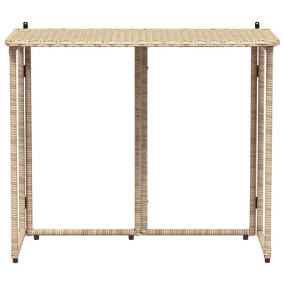 Taitettava puutarhapöytä Beige 90x51x75 cm polyrottinki