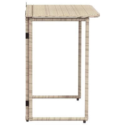 Taitettava puutarhapöytä Beige 90x51x75 cm polyrottinki