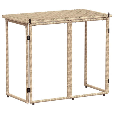 Taitettava puutarhapöytä Beige 90x51x75 cm polyrottinki